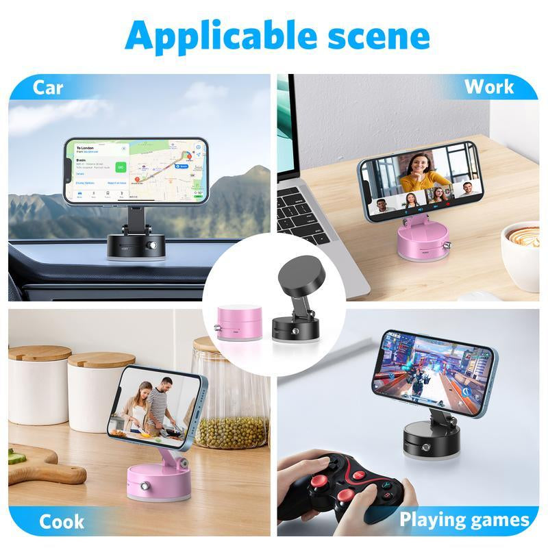 Experience Ultimate Convenience with the Adjustable Magnetic Phone Holder Stand - Foldable and Strong Suction Cup for Cars!