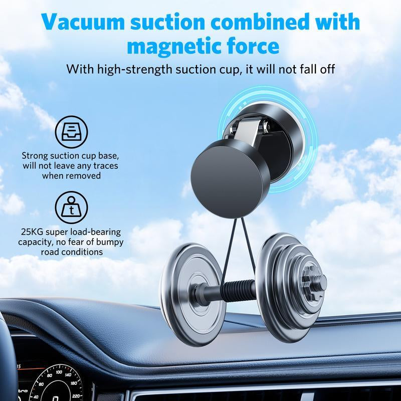 Experience Ultimate Convenience with the Adjustable Magnetic Phone Holder Stand - Foldable and Strong Suction Cup for Cars!