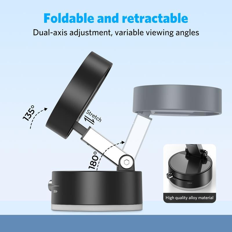 Experience Ultimate Convenience with the Adjustable Magnetic Phone Holder Stand - Foldable and Strong Suction Cup for Cars!
